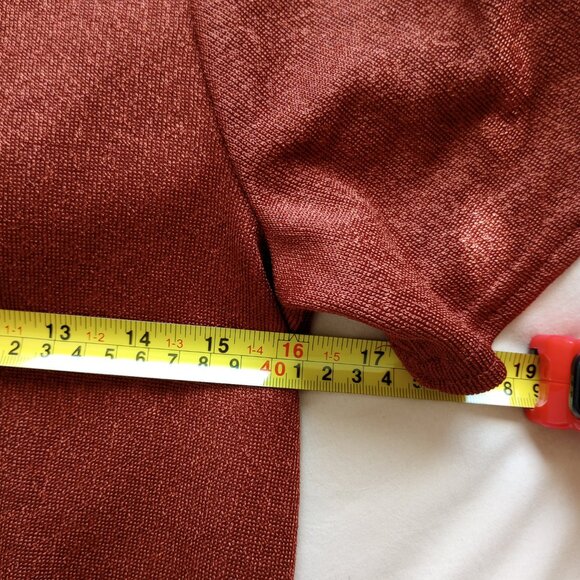 Preppy 90s Minimalist Brown Tee Rust Brown Metallic Shimmer Vintage Knit Tee - Picture 3 of 5